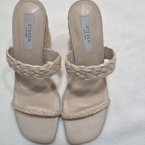 Steven By Steve Madden Beige Woven Wedges